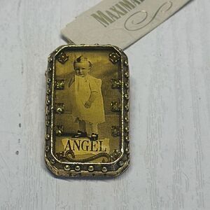 Vintage Maximal Art Angel Gold Brooch Pin 1999 NEW